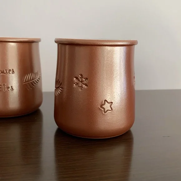 3 Bronze Gold La Fermiere Glazed Terra Cotta Mini pots - Picture 3 of 6